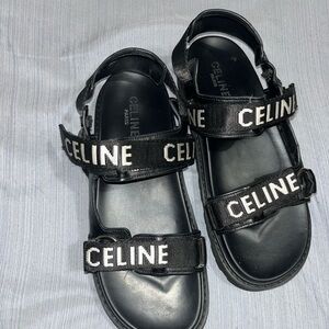 Celine Black Chucky Strap Sandals